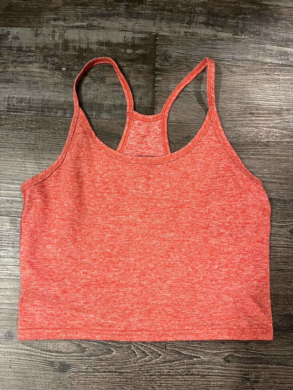 Fleo Heathered Coral Red Racerback Switch Up Crop Tank